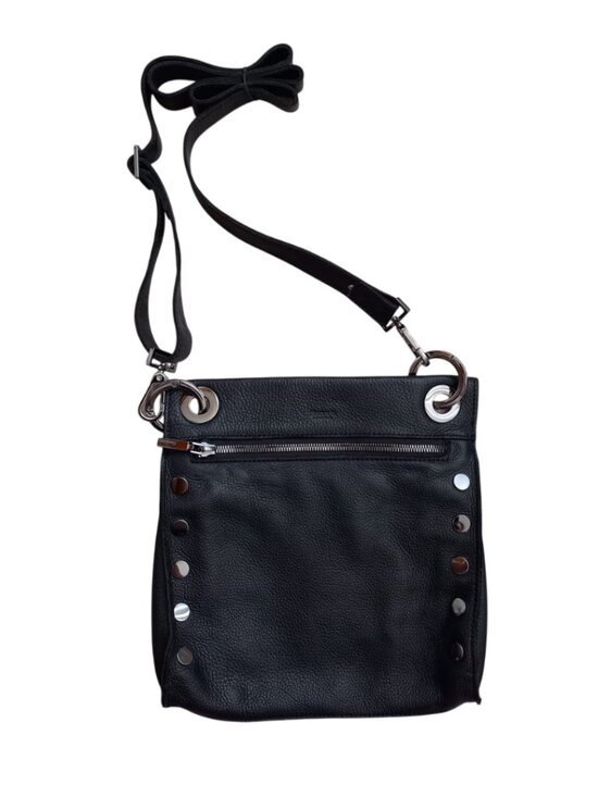 Hammitt Handbags - Hammitt Los Angeles Tony Small Black Leather Crossbody Bag - Silver Rivets
